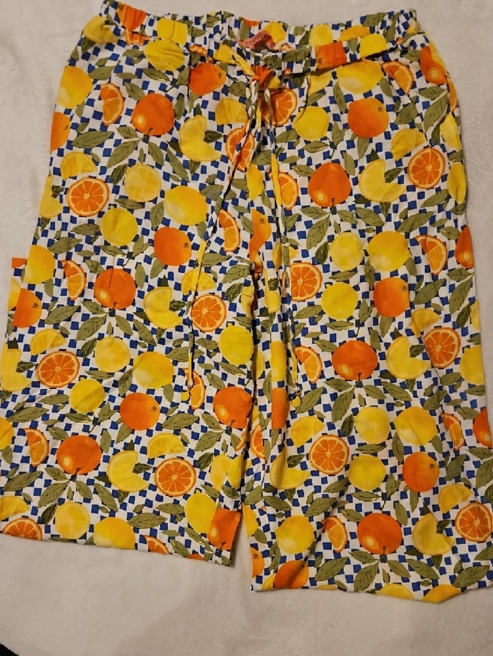 Rose & Olive Orange Yellow Citrus Print Boot Cut Pants - Picture 2 of 5